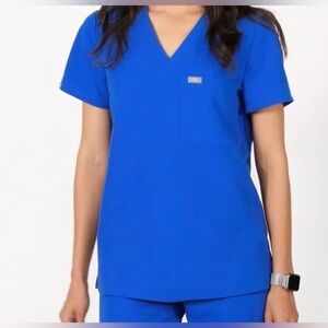 FIGS women's Royal Blue Catarina One-Pocket Scrub Top - Size XS